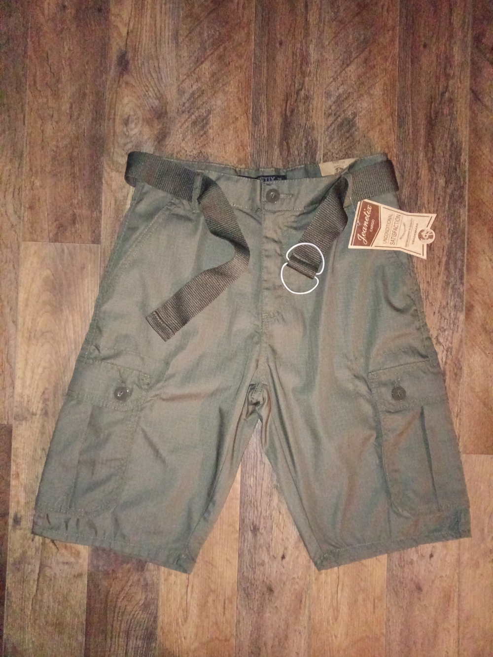 Unconditional Satisfaction Olive Green Cargo Men’s Shorts with Web Belt